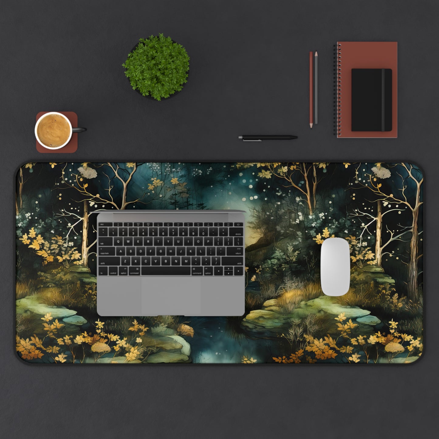 Enchanted Creek Desk Mat – Twilight Magic for Your Workspace