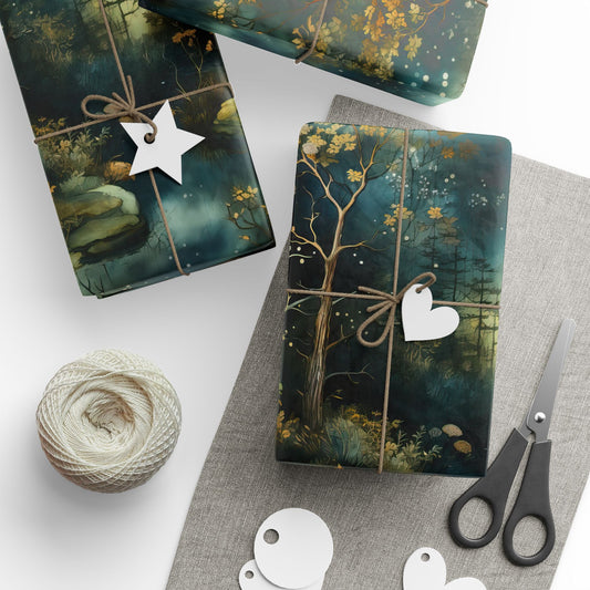 Enchanted Creek Wrapping Paper – Twilight Magic for Every Gift