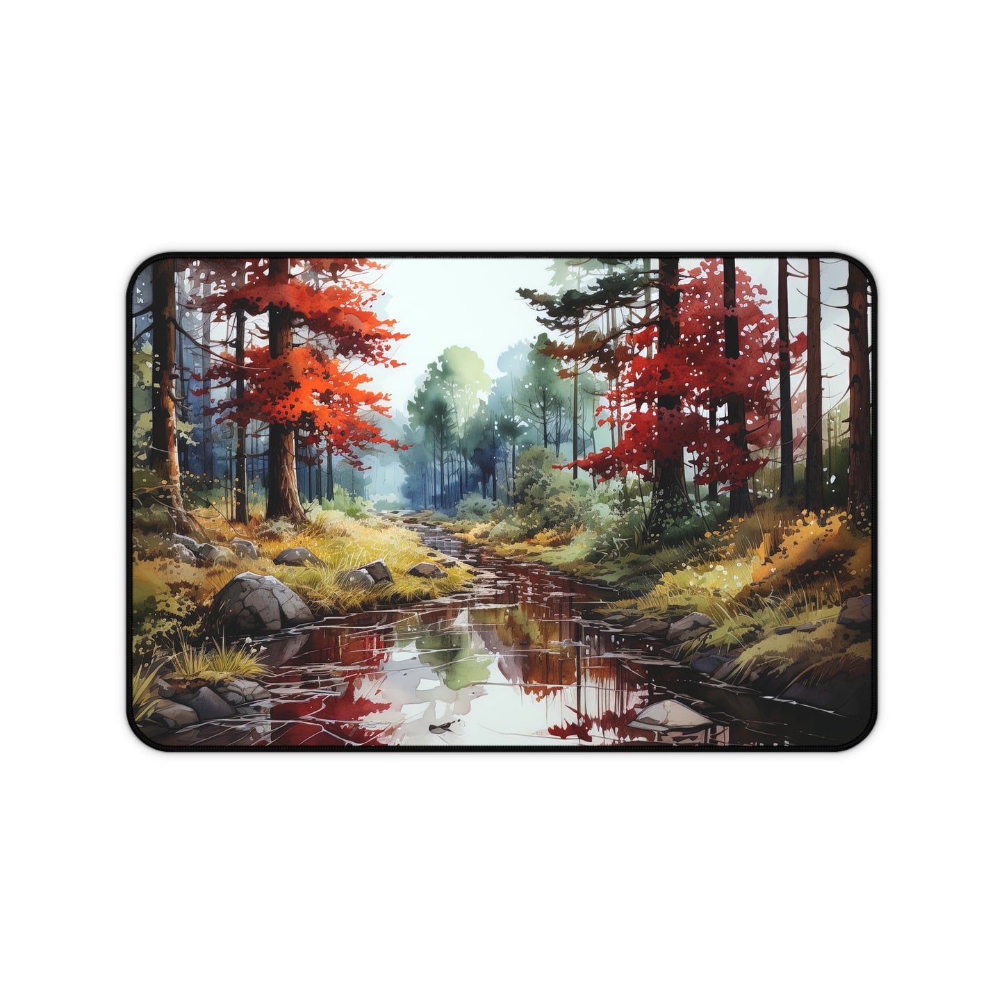 Autumn Forest Desk Mat – Watercolor Calm for Your Workspace