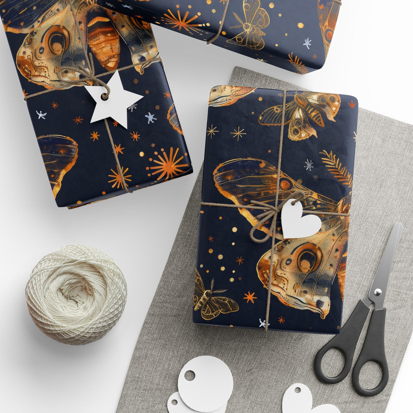 Midnight Moth Wrapping Paper – Celestial Wonder for Every Gift
