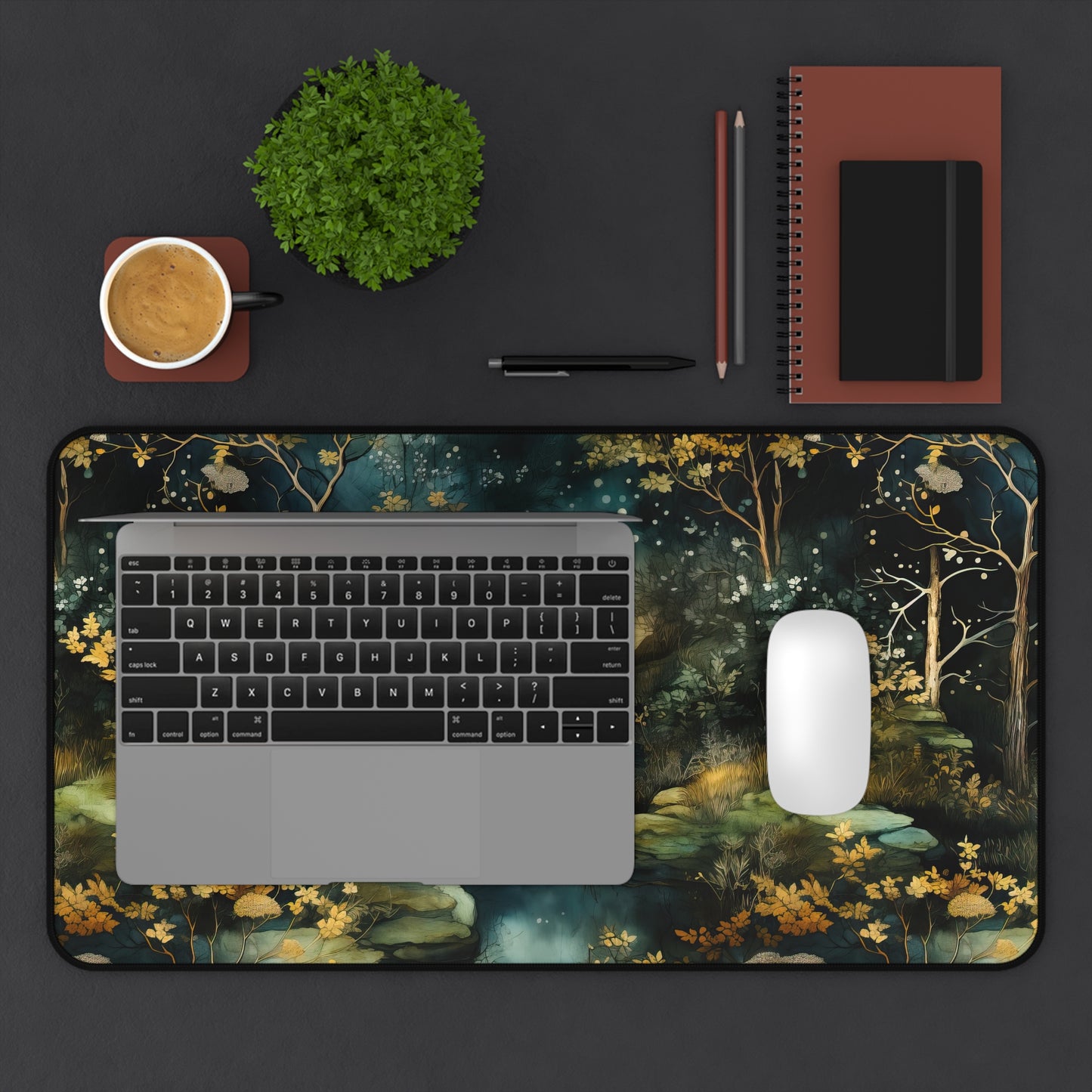 Enchanted Creek Desk Mat – Twilight Magic for Your Workspace